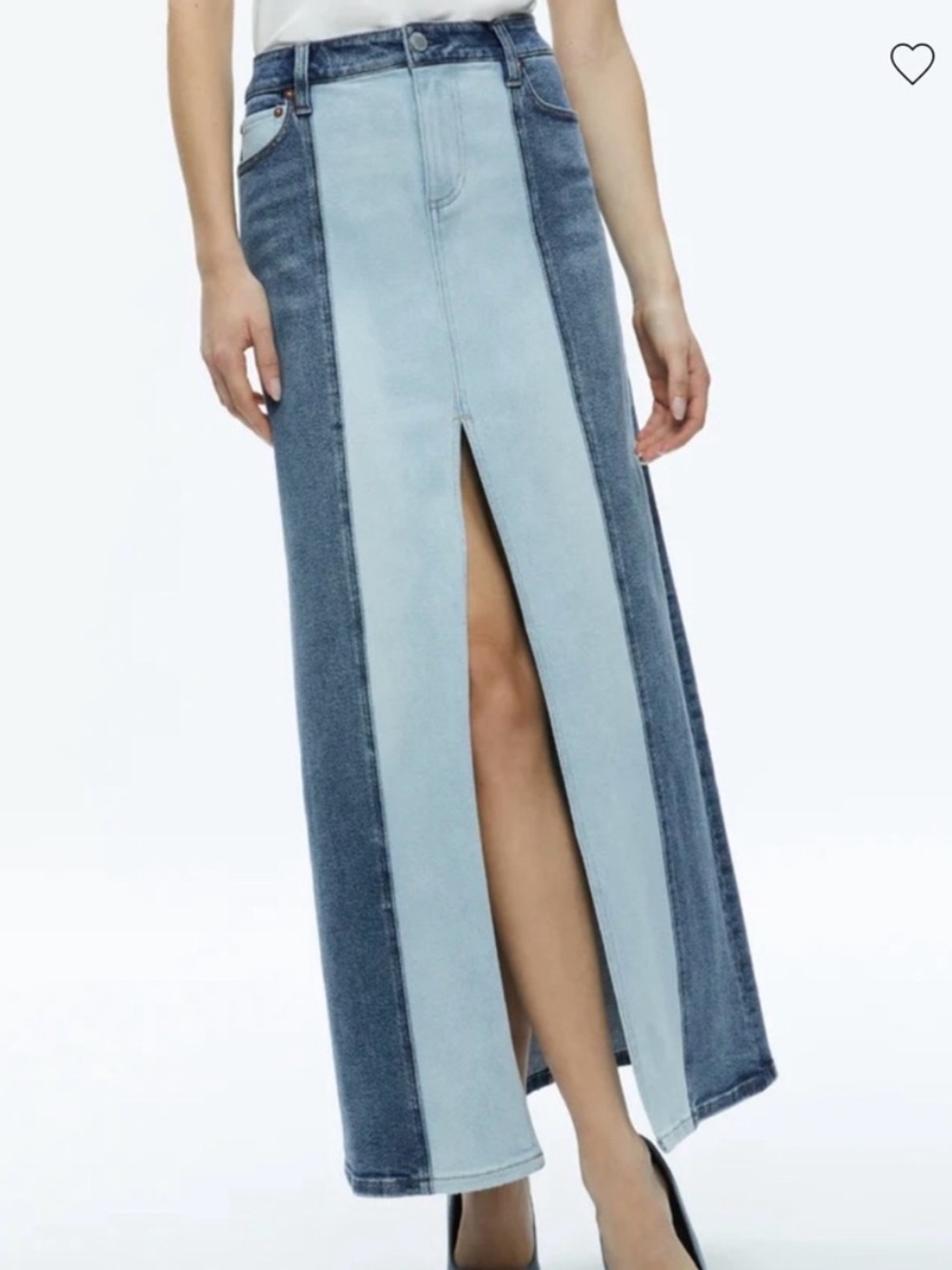 Alice + Olivia Skirt Rye Maxi in Two Tone Blue Denim - Picture 5 of 11